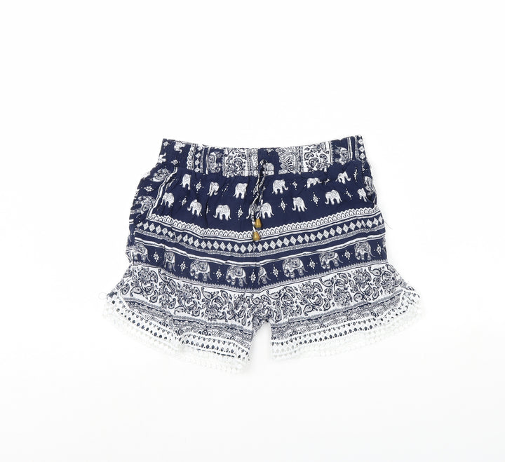 Preworn Womens Blue Animal Print Culotte Shorts Size M