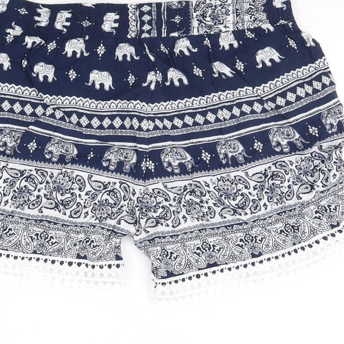 Preworn Womens Blue Animal Print  Culotte Shorts Size M