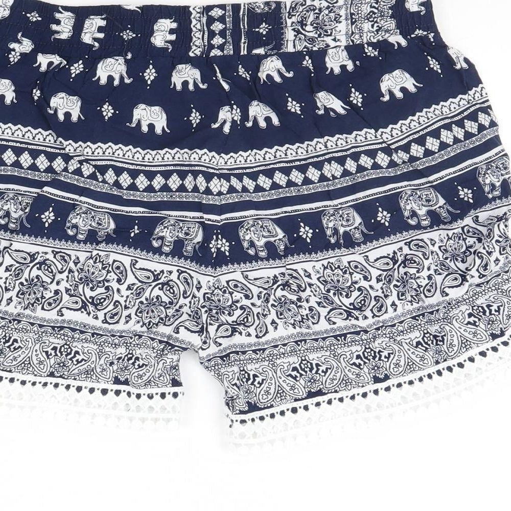 Preworn Womens Blue Animal Print  Culotte Shorts Size M