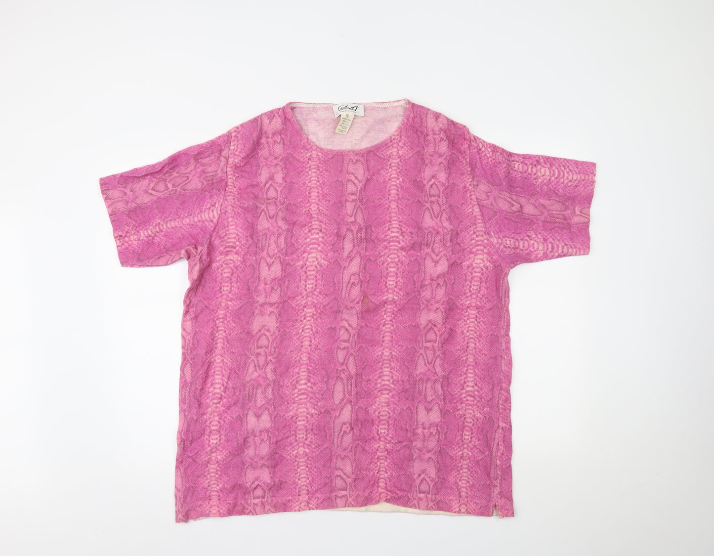 GABRIELLIE T Womens Pink Animal Print  Basic T-Shirt Size 2XL