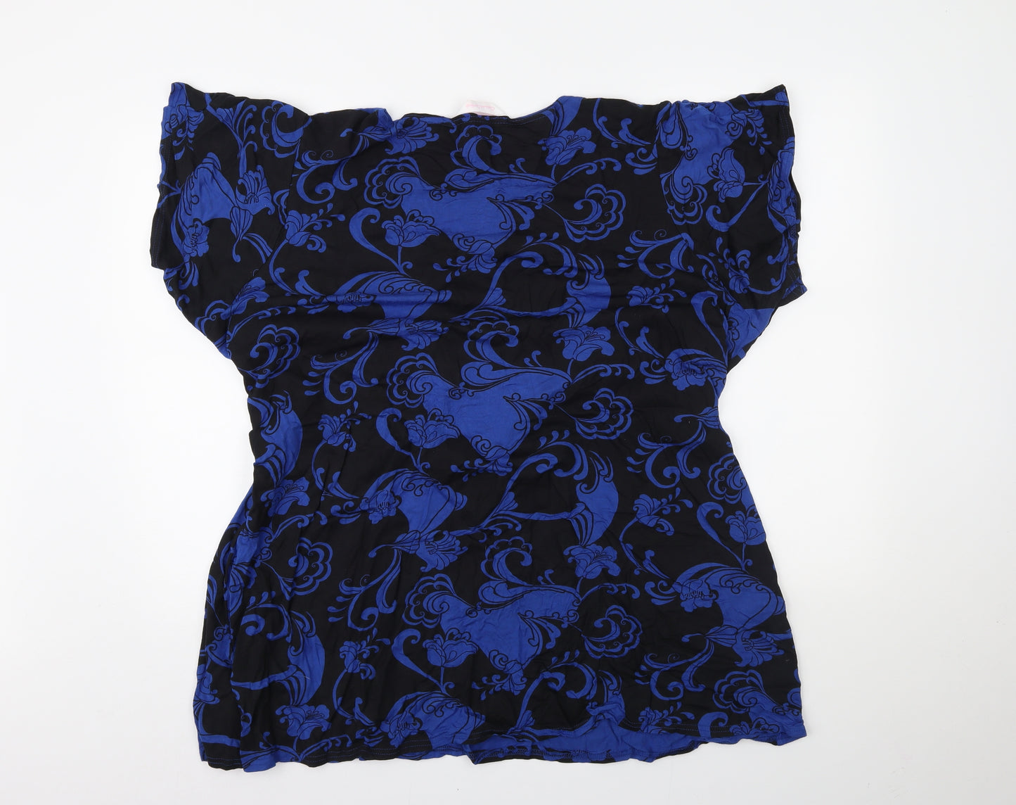 Casual Comfort Womens Black Floral  Basic T-Shirt Size 30