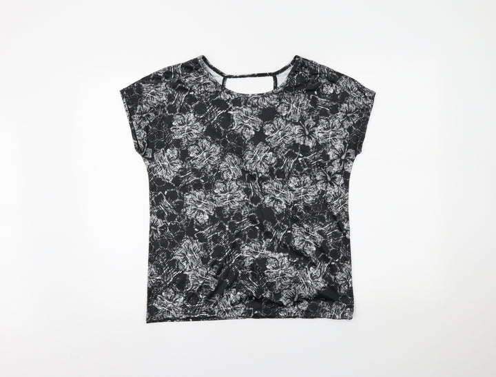 Athletic Works Womens Black Floral Basic Casual Size S