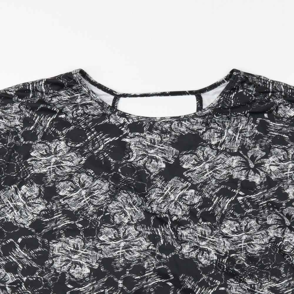 Athletic Works Womens Black Floral  Basic Casual Size S