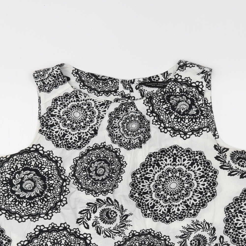 Dorothy Perkins Womens White Floral  Basic Tank Size 18