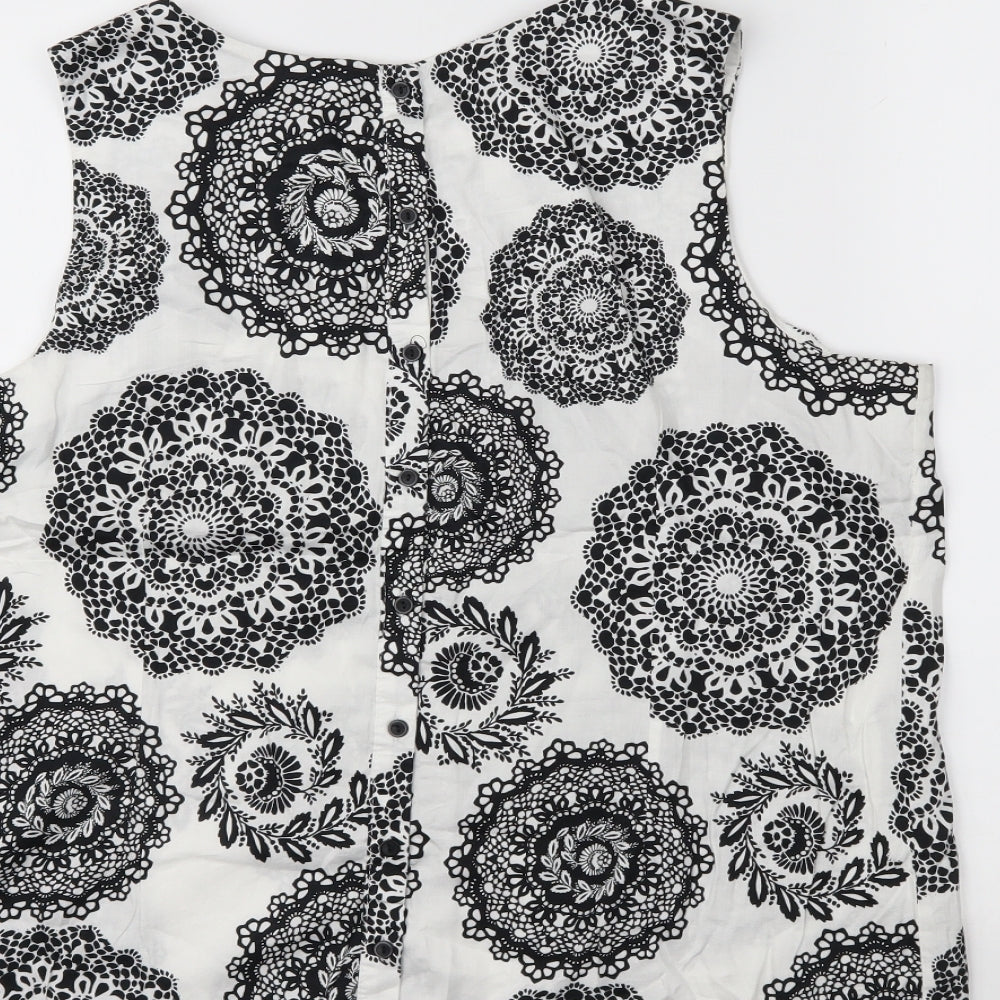 Dorothy Perkins Womens White Floral  Basic Tank Size 18