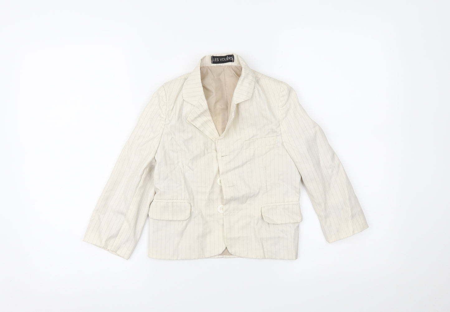 les voiliers Womens White Striped  Jacket Blazer Size 4
