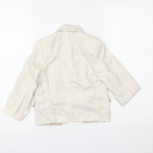 les voiliers Womens White Striped  Jacket Blazer Size 4