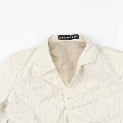 les voiliers Womens White Striped  Jacket Blazer Size 4