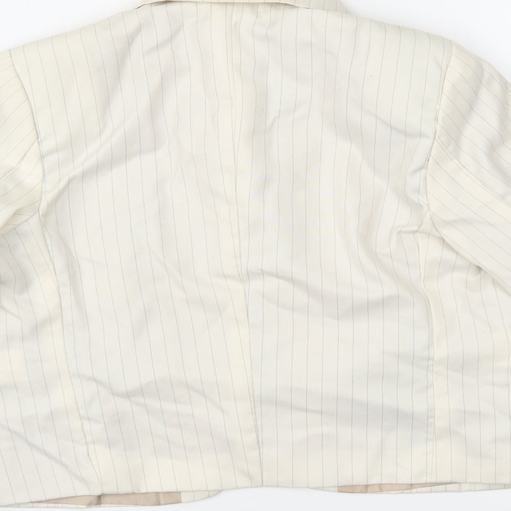 les voiliers Womens White Striped  Jacket Blazer Size 4