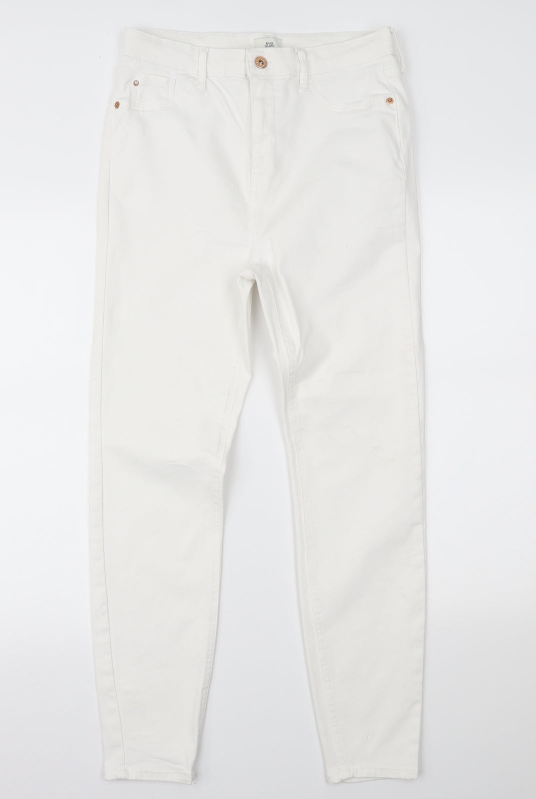 River Island Womens White  Denim Mom Jeans Size 14 L26.5 in