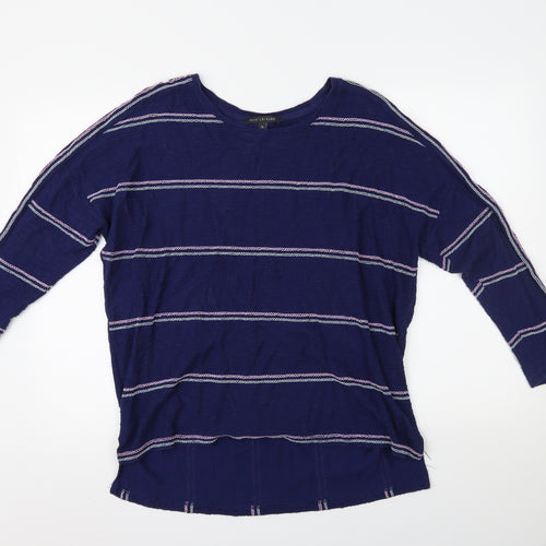 Love Leisure Womens Blue Striped  Basic Blouse Size 16