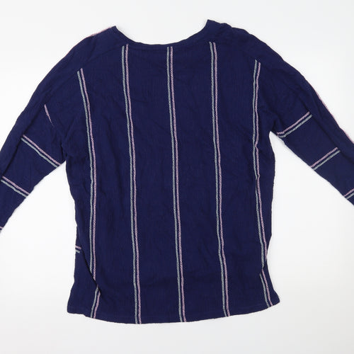 Love Leisure Womens Blue Striped  Basic Blouse Size 16