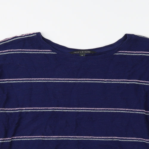 Love Leisure Womens Blue Striped  Basic Blouse Size 16
