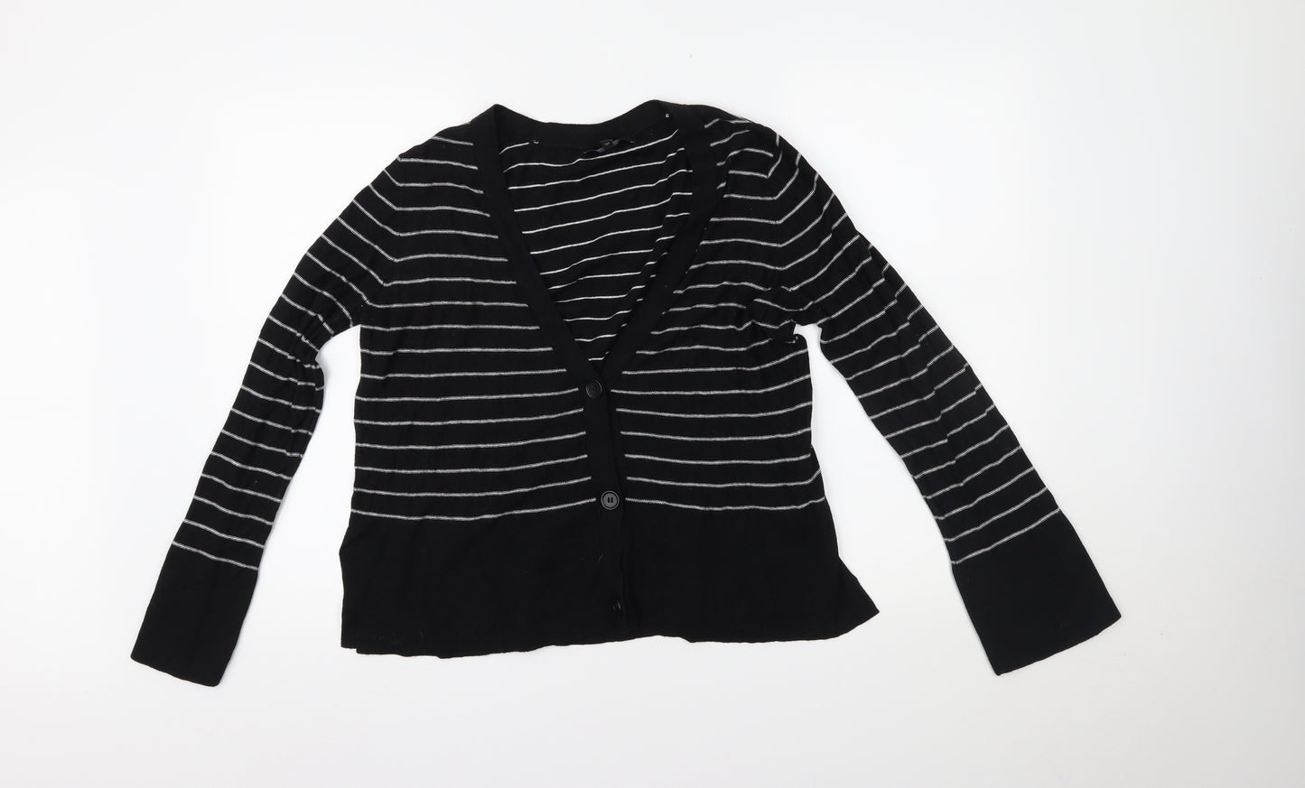 NEXT Womens Black Striped  Cardigan Jumper Size 14