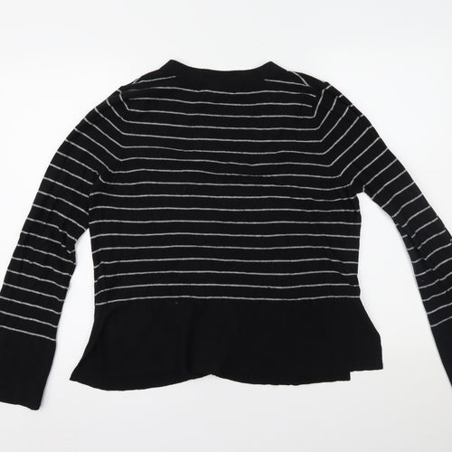 NEXT Womens Black Striped  Cardigan Jumper Size 14