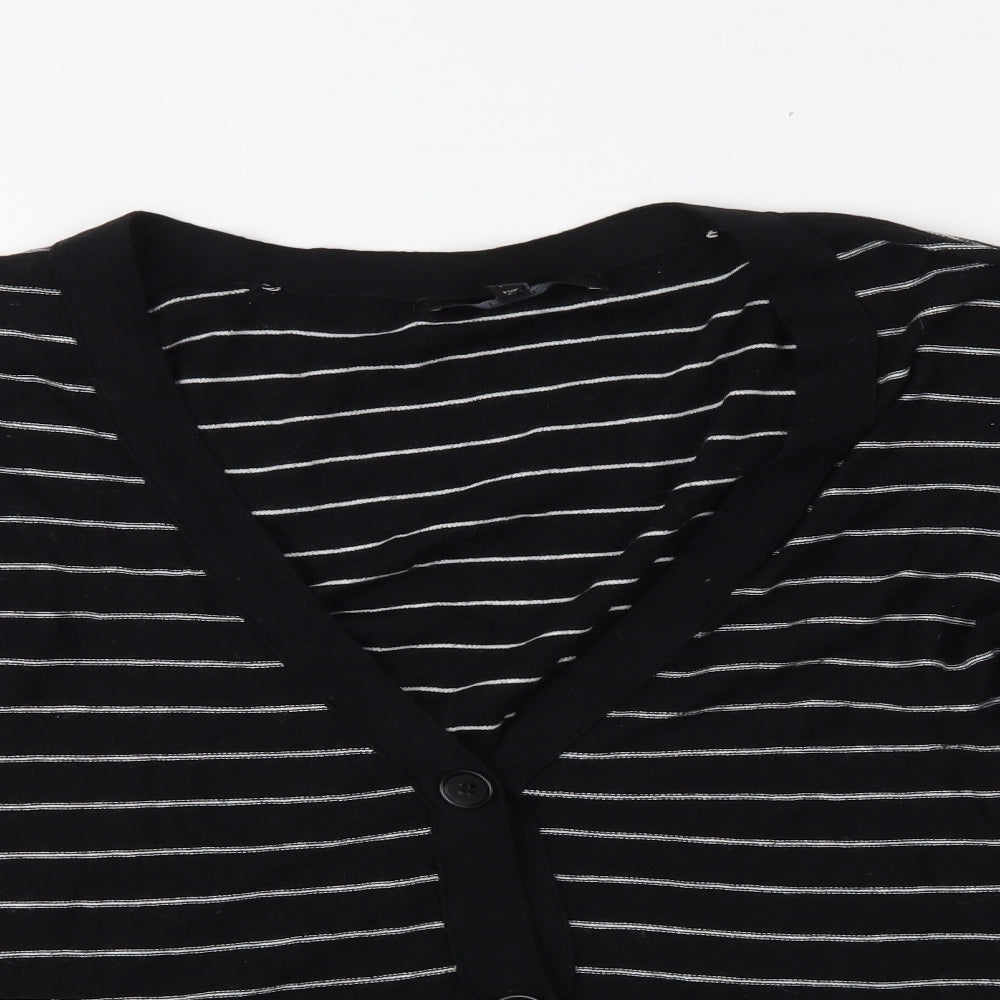 NEXT Womens Black Striped  Cardigan Jumper Size 14