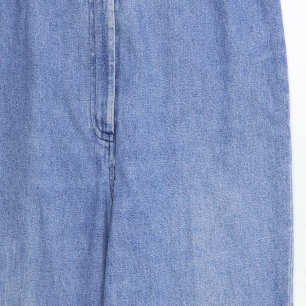 DASH Womens Blue   Cropped Trousers Size 14 L22.5 in