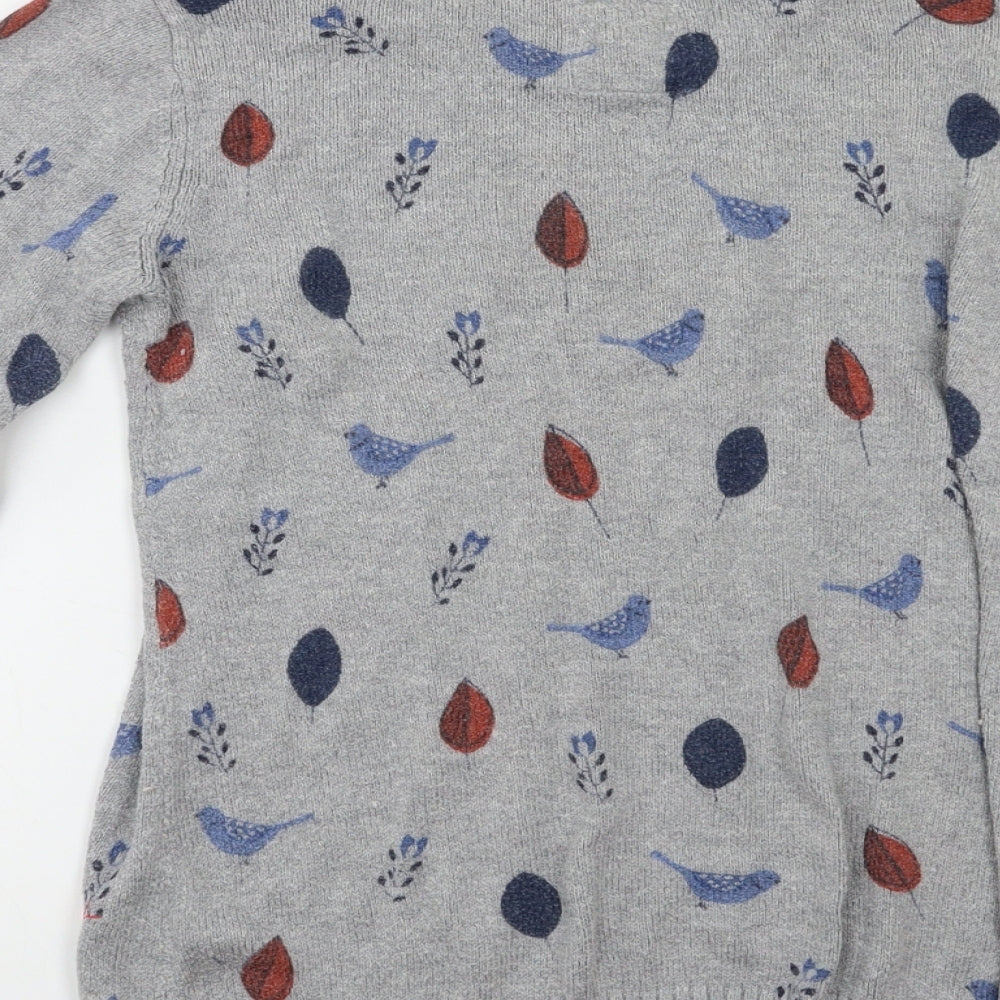 Mantaray Womens Grey Geometric  Pullover Jumper Size 10
