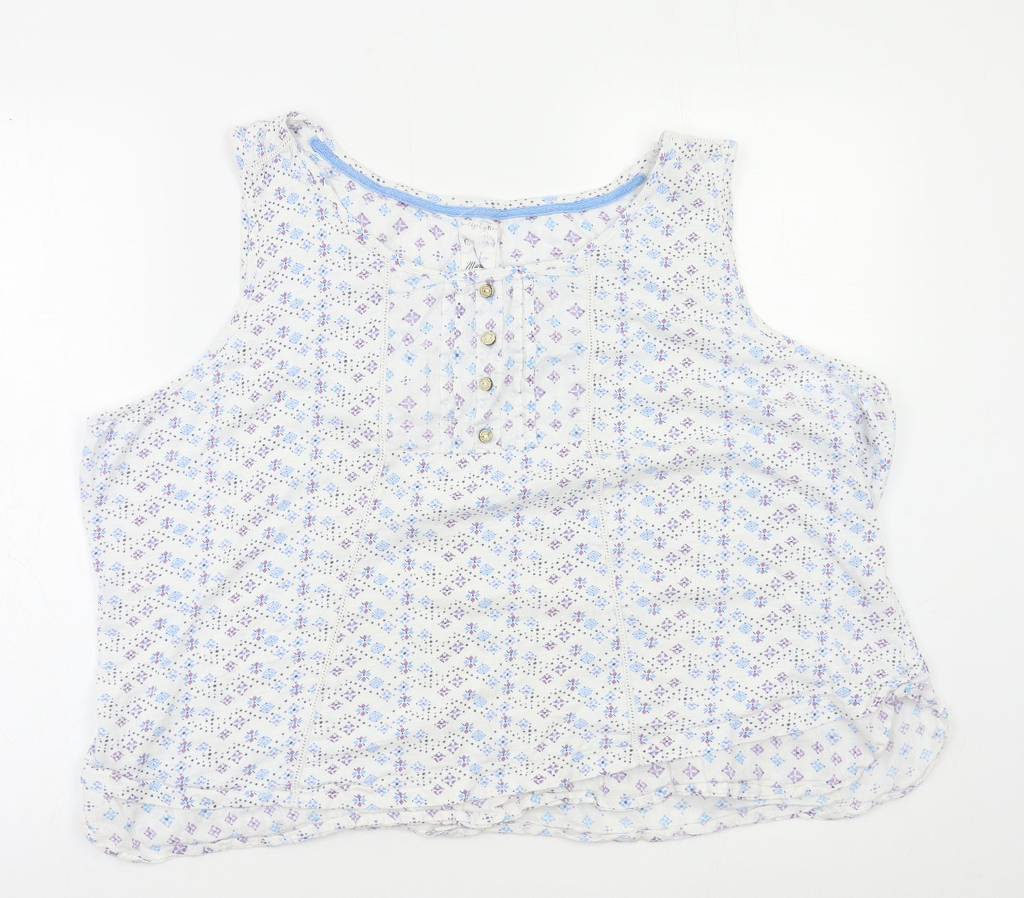 Mantaray Womens White Floral  Basic Tank Size 22