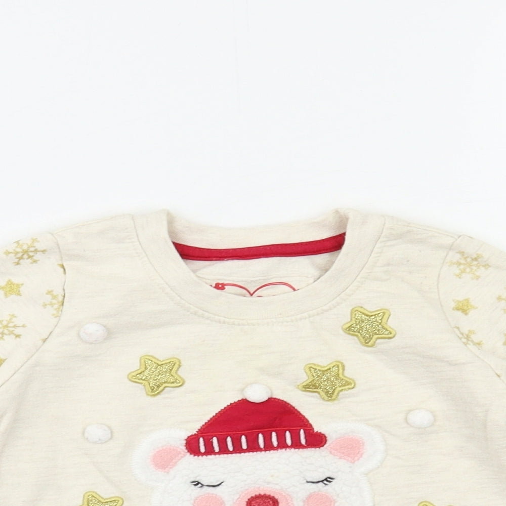Primark Baby Beige Geometric  Pullover Jumper Size 18-24 Months  - Xmas jumper