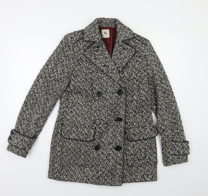 TU Womens Grey Pea Coat Coat Size 8