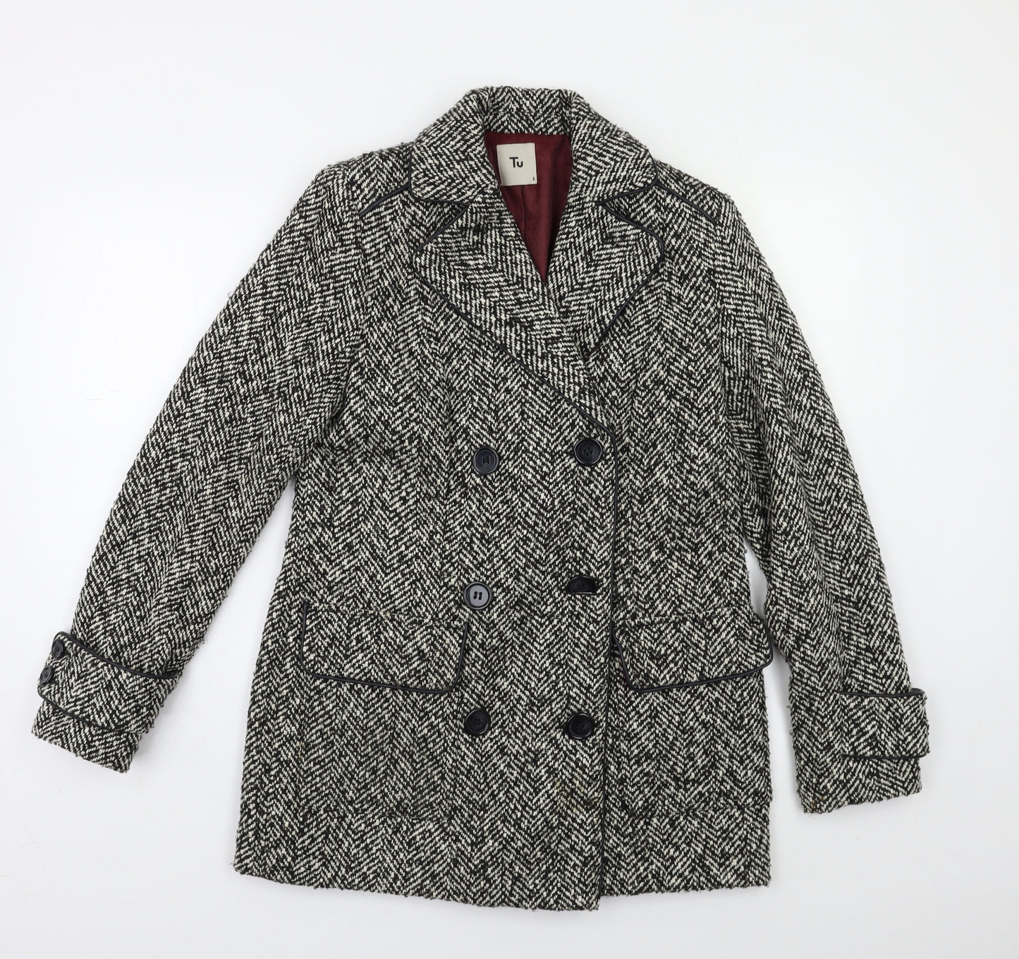 TU Womens Grey   Pea Coat Coat Size 8