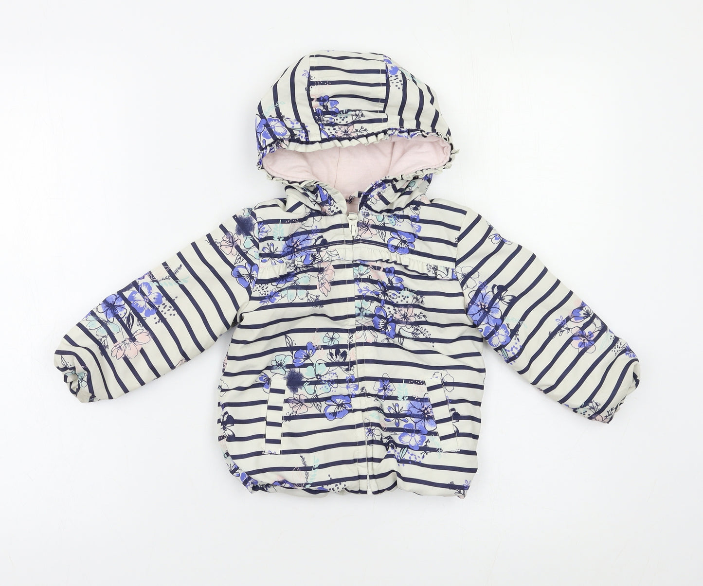 George Baby White Striped  Puffer Jacket Jacket Size 12 Months