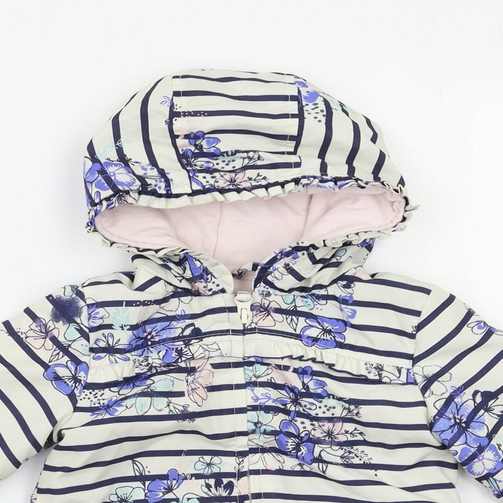 George Baby White Striped  Puffer Jacket Jacket Size 12 Months
