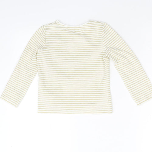 M&Co Girls Gold Striped  Basic T-Shirt Size 5-6 Years