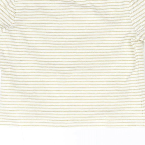 M&Co Girls Gold Striped  Basic T-Shirt Size 5-6 Years
