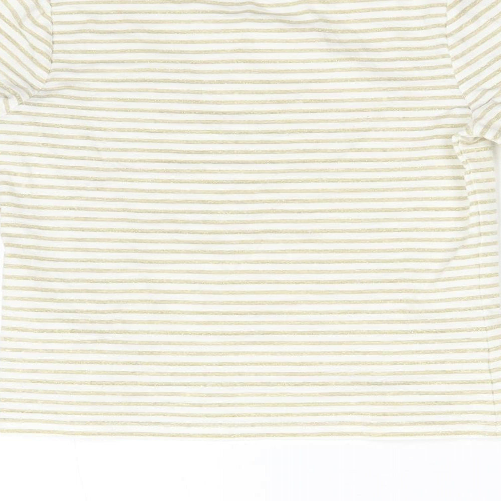 M&Co Girls Gold Striped  Basic T-Shirt Size 5-6 Years