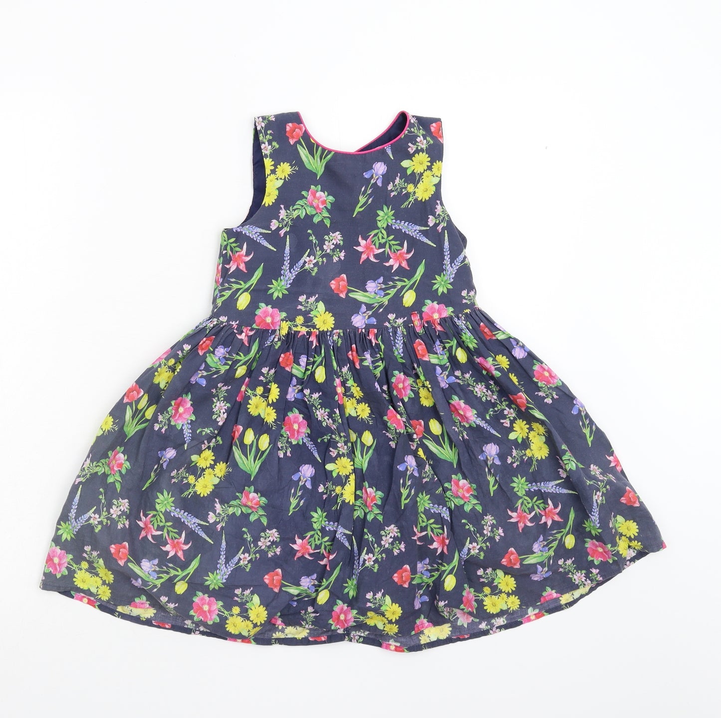 M&Co Girls Blue Floral  Fit & Flare  Size 4-5 Years