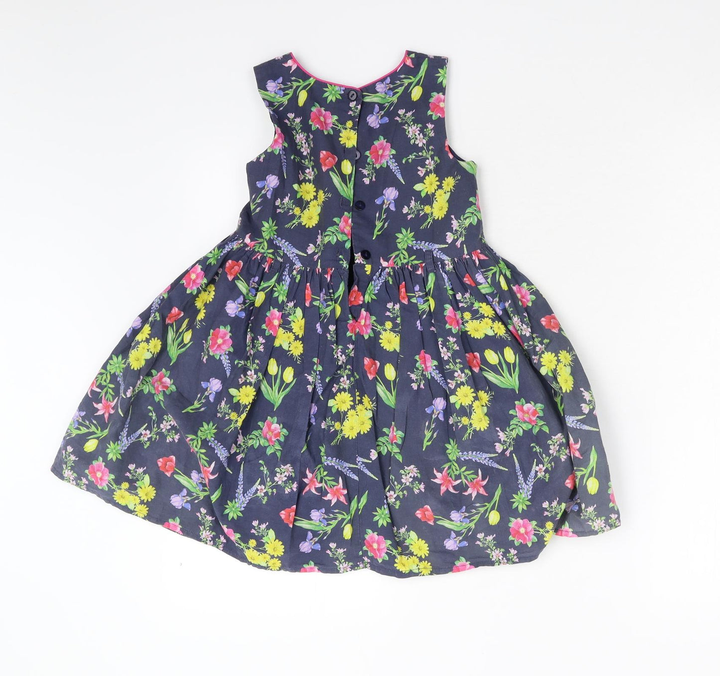 M&Co Girls Blue Floral  Fit & Flare  Size 4-5 Years