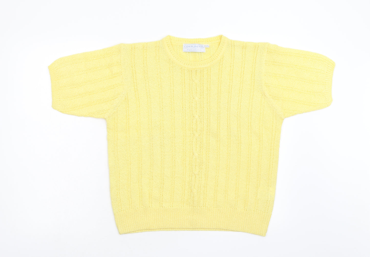 Compliments Womens Yellow  Knit Pullover Jumper Size M