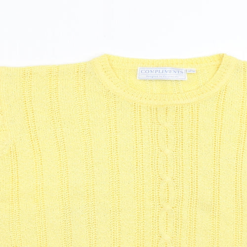 Compliments Womens Yellow  Knit Pullover Jumper Size M