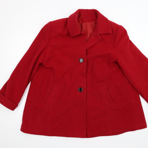 Kirsten Womens Red   Overcoat Coat Size 16