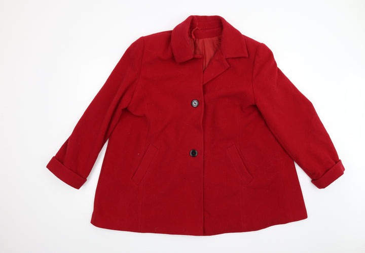 Kirsten Womens Red   Overcoat Coat Size 16