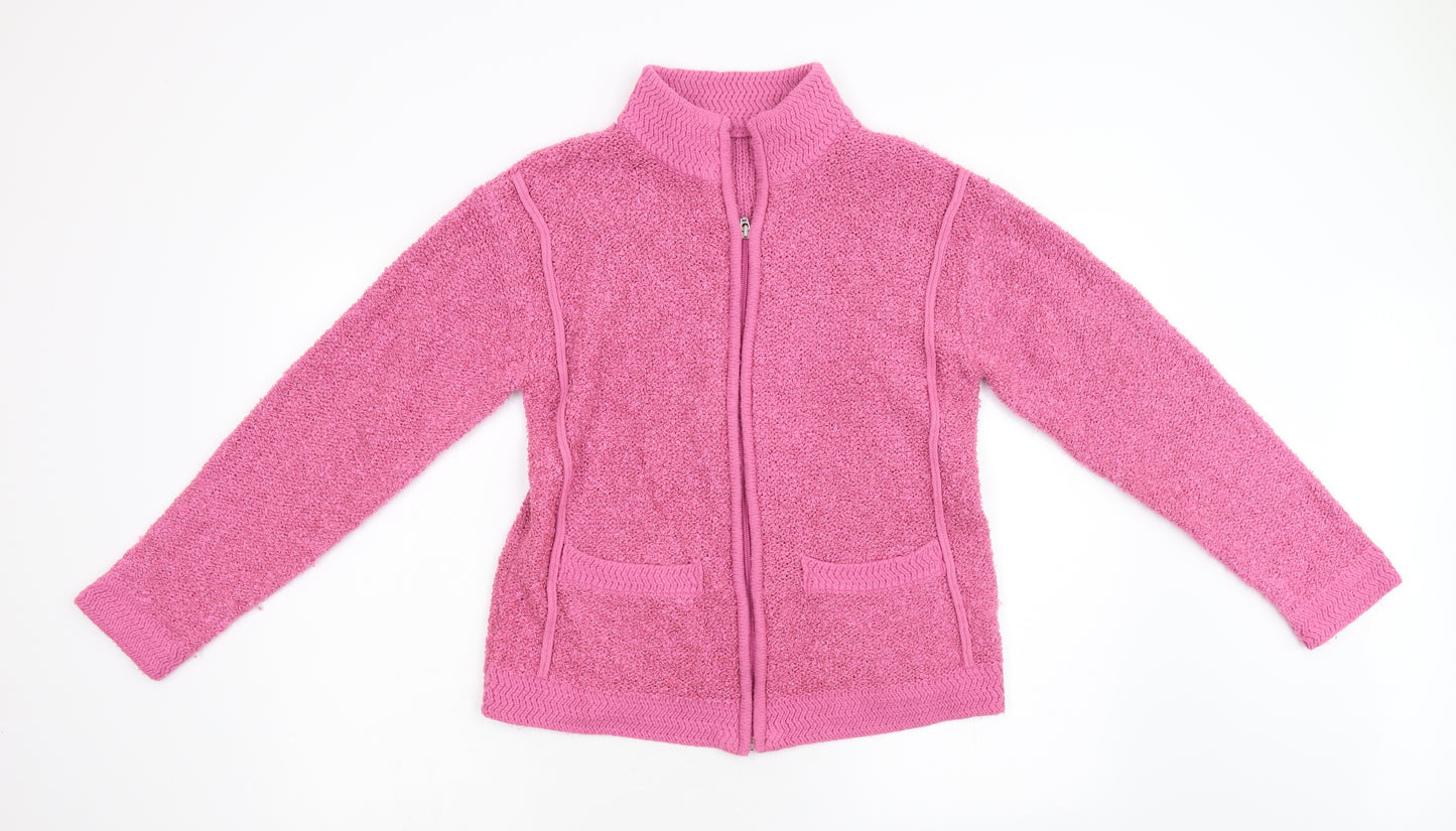 Preworn Womens Pink  Knit Full Zip Jumper Size M