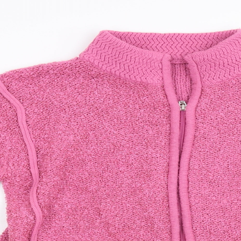 Preworn Womens Pink  Knit Full Zip Jumper Size M
