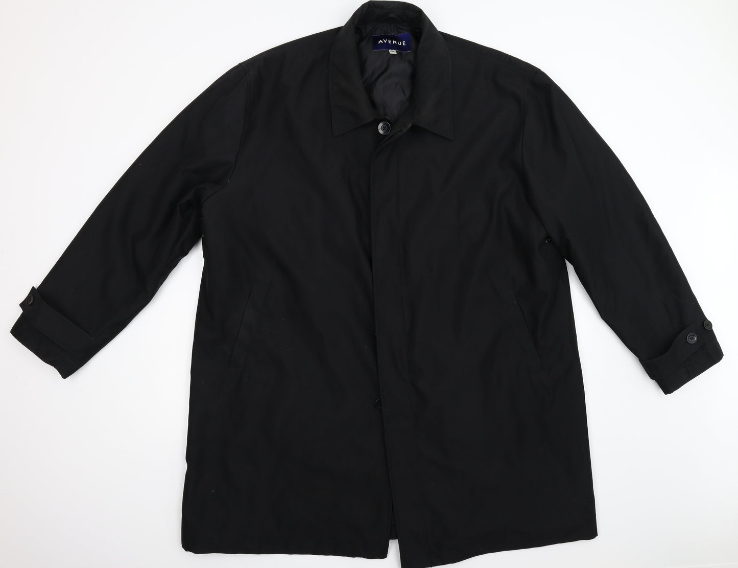 Avenue Mens Black   Overcoat Coat Size XL