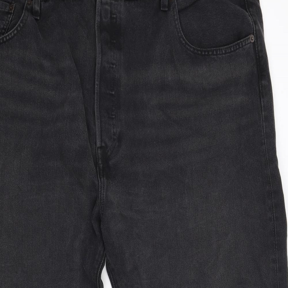 Levi 501 Mens Black  Denim Straight Jeans Size 46 L31 in