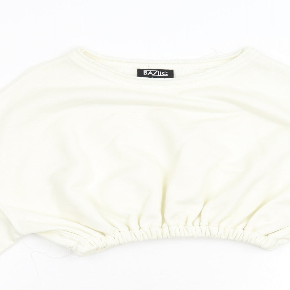 Baziic Womens Ivory   Pullover Sweatshirt One Size