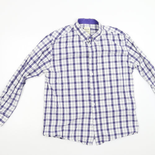 Samuel Windsor Mens Blue Check   Dress Shirt Size L