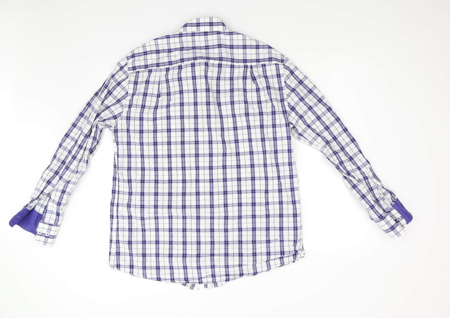 Samuel Windsor Mens Blue Check   Dress Shirt Size L
