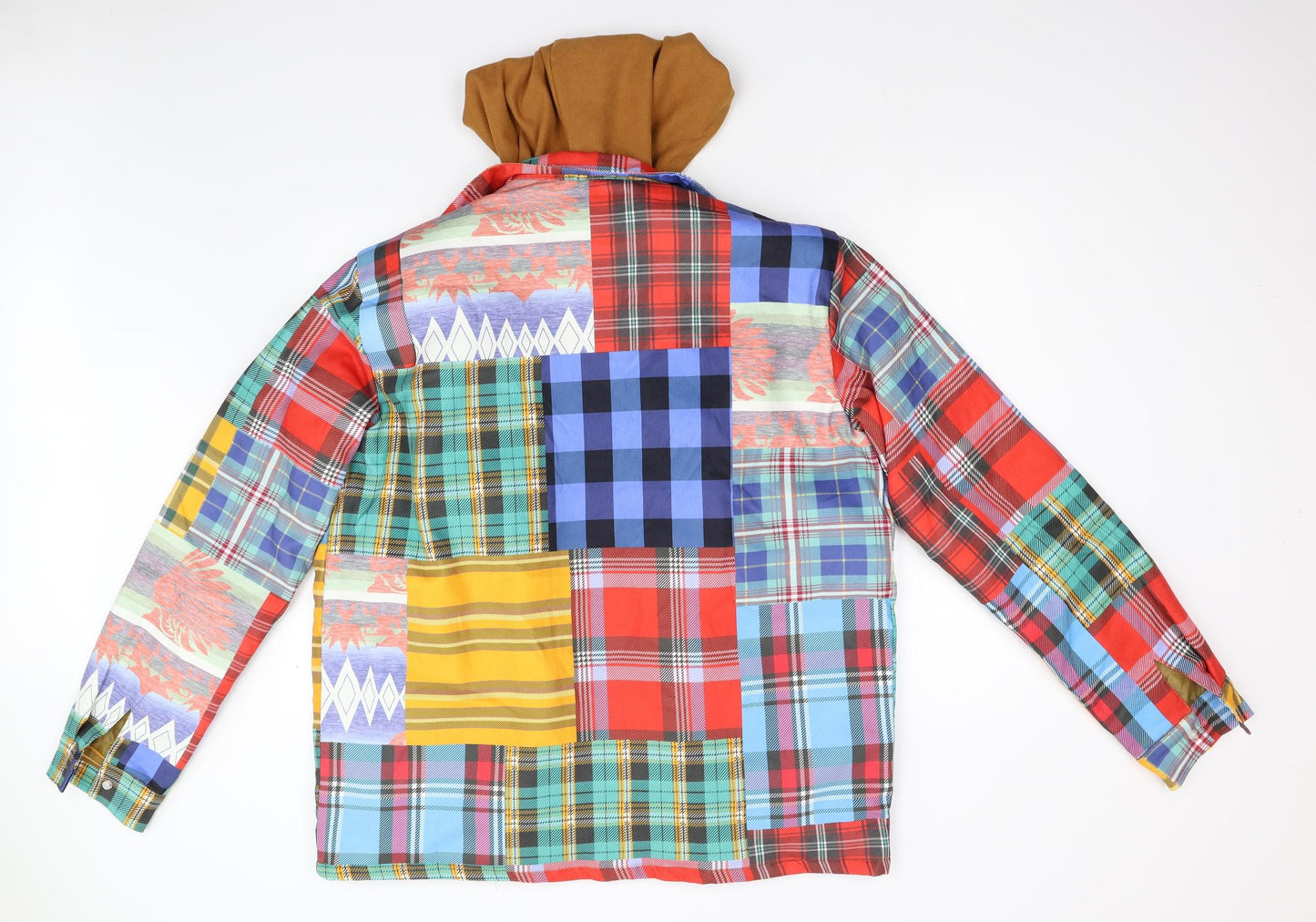 Preworn Mens Multicoloured Geometric  Overcoat Coat Size 2XL
