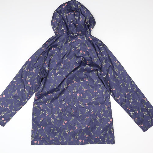 Anne De Lancay Womens Blue Floral  Anorak Jacket Size S