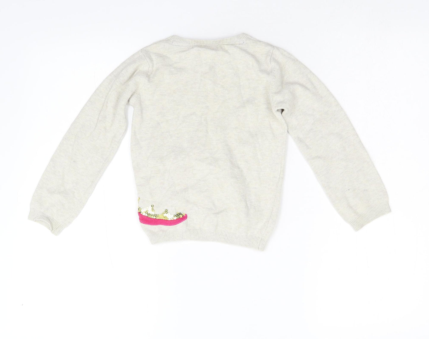 M&S Girls Beige  Knit Pullover Jumper Size 5-6 Years