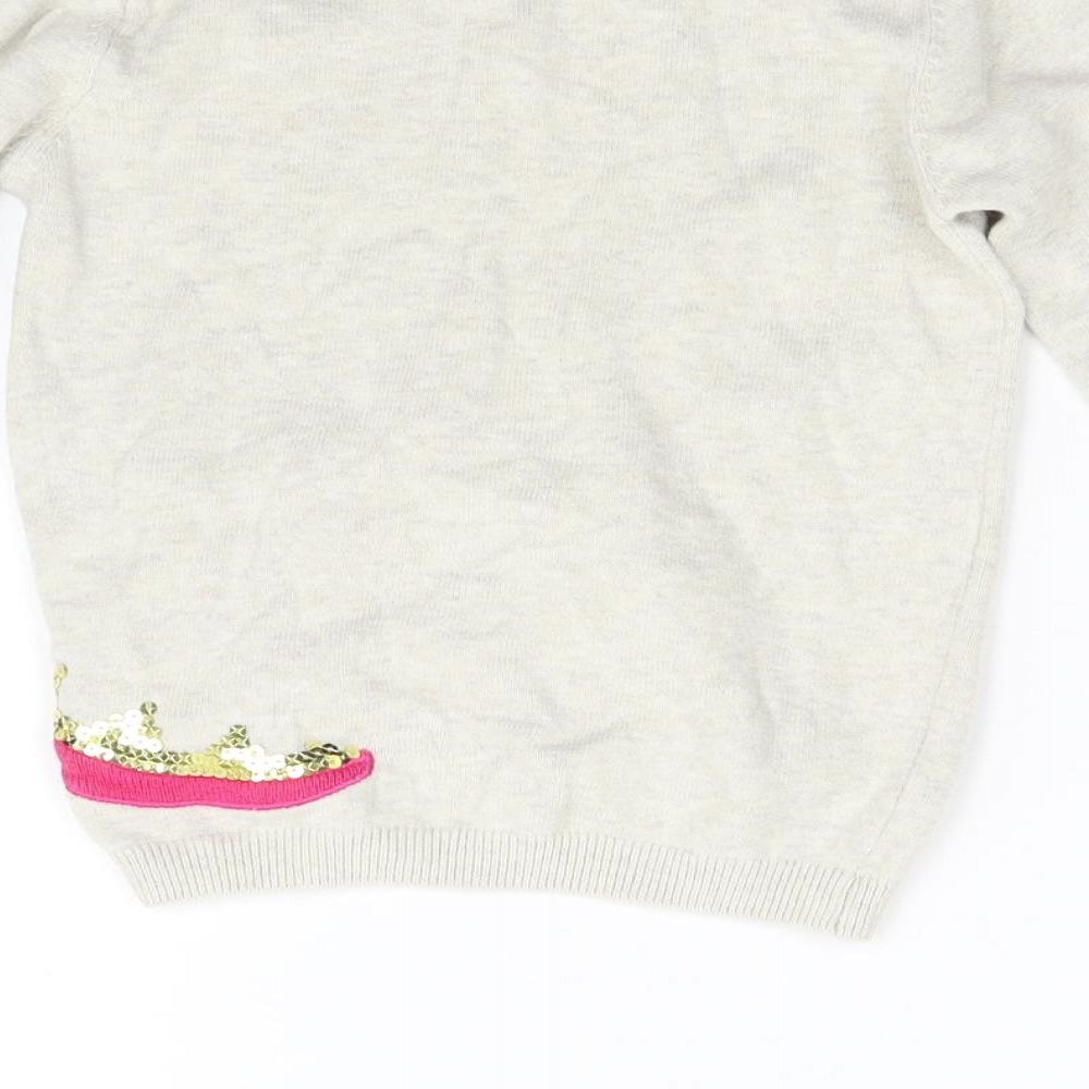 M&S Girls Beige  Knit Pullover Jumper Size 5-6 Years