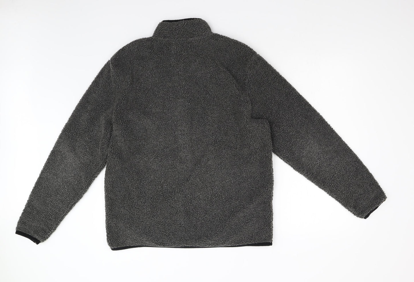 George Mens Grey  Fleece Henley Jumper Size M
