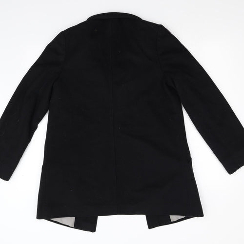 M&S Womens Black   Overcoat Coat Size 8